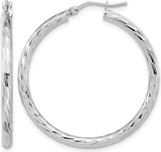 Diamond2Deal 14k Gold Polished Diamond-Cut Fancy Hoop Earrings