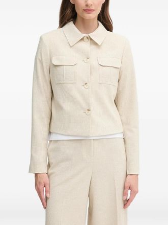 DKNY flap-pocket button shirt jacket - women - Fabric - 38 - Neutrals