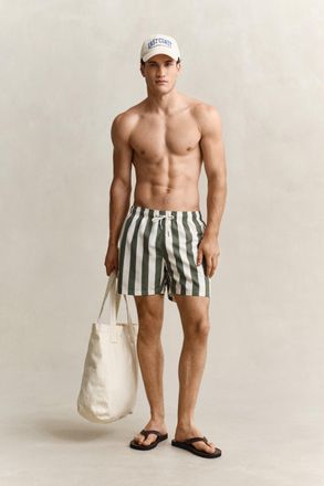 GANT Men Block Striped Swim Shorts (XXXL) DRY HERB GREEN