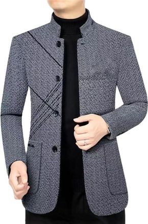 Generic MenS Business Suit Jacket Stand Collar Winter Coat Casual Outerwear