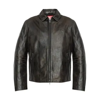 Diesel Calf Leather Jacket - male - Diesel - Leather Jackets - Brown - L - Jackets
