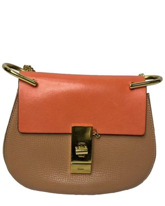 Chlo&eacute; Orange Leather Mini Drew Chain Shoulder Bag