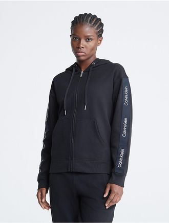 Calvin Klein Womens Performance Logo Tape Hoodie - Black - XL