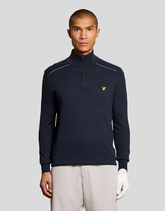 Lyle & Scott Lyle And Scott Mens Cotton Tipped 1/4 Zip Jumper - Black - Size: 34