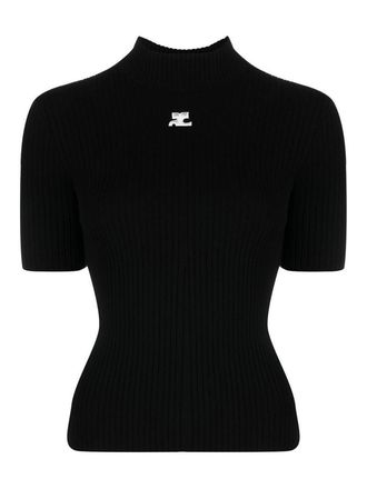 Courrèges Ac logo ribbed knit crewneck sweater
