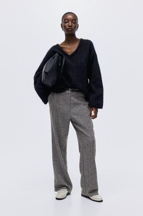 H&M Tailored Trousers in Gray/herringbone-Patterned at Nordstrom, Size 14