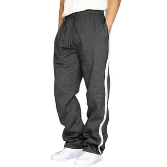 Generic Mens Cargo Sweatpants Drawstring Baggy Mens Sweat Pants Open Bottom Cotton Wide Leg Baggy Sweatpants for Men Lounge Open Bottom Jogger Workout Pants w