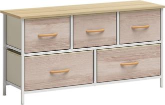 HOMCOM Cajonera de tela 100x30x51.5 cm natural y blanco