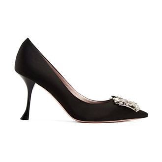 Roger Vivier Pumps, female, Black, Size: 10 1/2 US Bouquet Strass Buckle Pumps