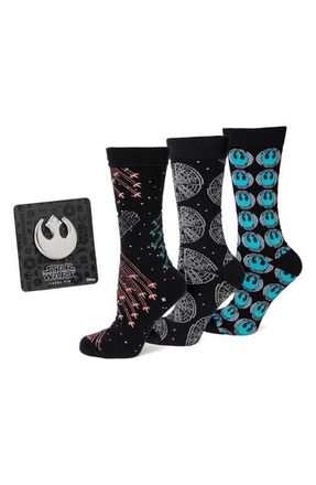 Cufflinks Inc. Star Wars Ship Crew Socks & Lapel Pin Set in Black at Nordstrom