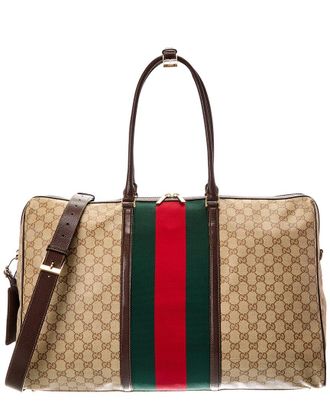 Gucci Gg Web Medium Supreme Gg Canvas & Leather Luggage Bag