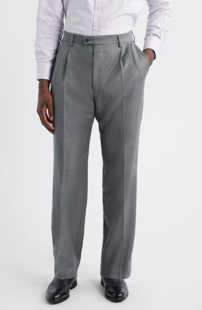 Zanella Bennett Straight Leg Pleated Dress Pants in Light Grey at Nordstrom, Size 44 X Unhemmed
