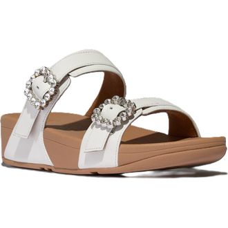 FitFlop Lulu Crystal Buckle Slides in Urban White at Nordstrom, Size 11