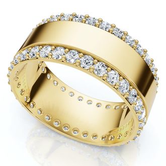 Pompeii3 1Ct Lab Grown Diamond Ring Mens Textured Wedding 8mm Band White or Yellow Gold