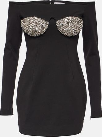 Area Crystal-embellished off-shoulder minidress