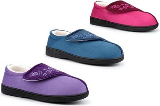 Generic Womens Wide Fit Slippers Womens Memory Foam Slippers Size 5 Ladies Wide Slipper Size 7 Memory Foam Slipper Touch Fastening Sizes 3-8 Lilac/Blue/Fuchsi