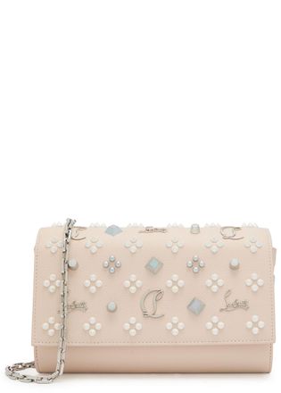 Christian Louboutin Paloma Stud-embellished Leather Clutch - Beige - One Size