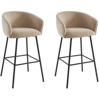 Vente-Unique Pascal Morabito - Sgabello in Tessuto e Metallo Nero Beige - Lotto di 2 - lazoni di