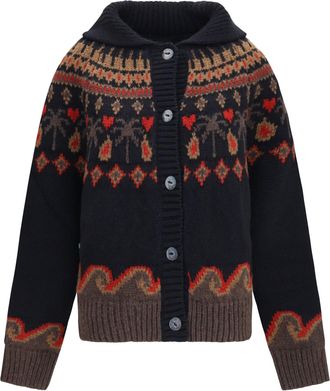 Alanui Womens Cardigan Sweet Winter Black-Multicolour Fleece Wool (ovis Aries) Jacket Black/multicolour