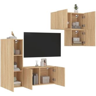 vidaXL Vidaxl - Mobili tv a Muro 4pz Rovere Sonoma in Legno Multistrato