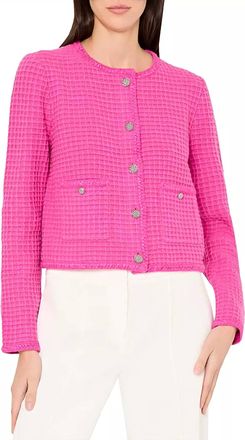 Milly Sade Textured Cardigan In Magenta