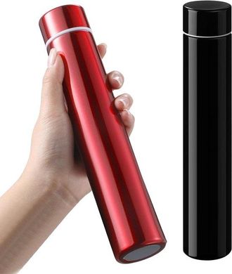 OEM Botella De Agua Delgada - Acero Inoxidable - 200 Ml - Negro/rojo - Paquete De 2