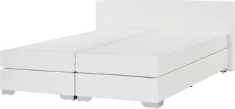 Beliani Cama Continental Doble 160 X 200 Cm Tapizada En Piel Sint&eacute;tica Blanca Con Colch&oacute;n De Muelles Embolsados President