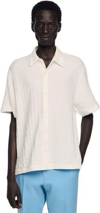 Sandro Square Cross cotton jacquard shirt in White at Nordstrom, Size Xx-Large