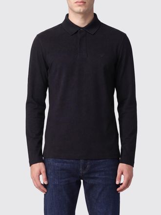 Emporio Armani Long-Sleeved Polo Shirt in Lyocell and Cotton Blend