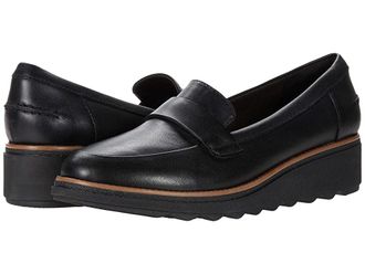 Clarks Sharon Gracie Womens Shoes Black Leather : 9 D - Wide