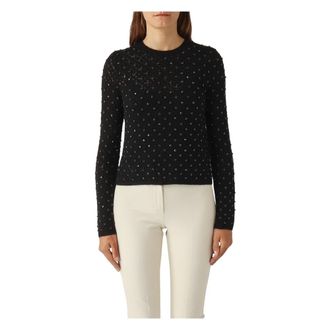 Max Mara Truien & Vesten, Dames, Zwart, L, Rondgebreide Kleding