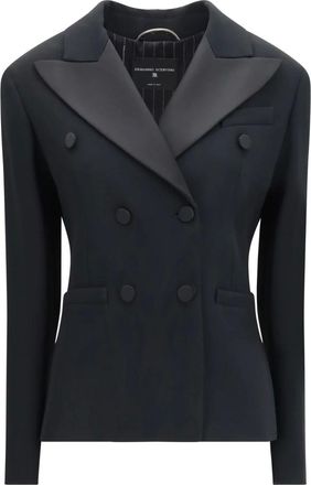 Ermanno Scervino Dubbelrijige Smokingjas - Dames - Jassen - Zwart - Maat: S Viscose