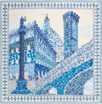 Ferragamo Palazzo Print Sqaure Silk Scarf