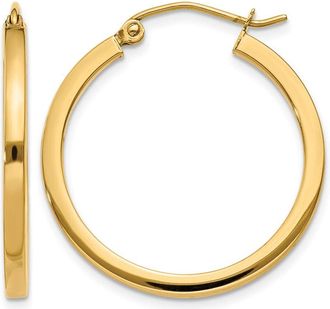 Diamond2Deal 14k Gold 2mm Square Shape Tube Hoop Earrings
