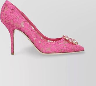 Dolce & Gabbana silk crystal-embellished lace pumps