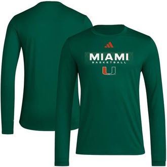adidas Mens adidas Green Miami Hurricanes Locker On-Court In the Fade AEROREADY Long Sleeve T-Shirt at Nordstrom, Size Xx-Large