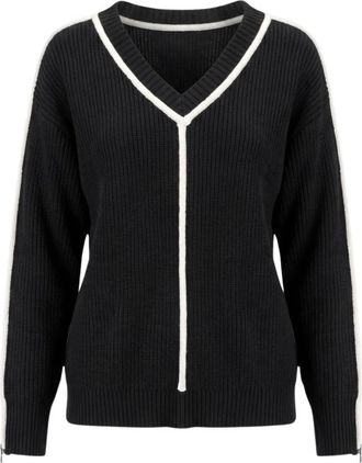 Patrizia Pepe V-neck Truien - Dames - V-hals truien - Zwart - M - Wol - Truien & Vesten