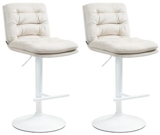 Clp Clp - Set De 2 Taburetes De Bar Damar En Terciopelo Crema Blanco