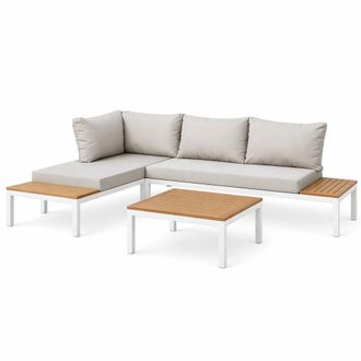 Concept Usine Conjunto de jard&iacute;n de 3/4 plazas con mesa baja en blanco y gris