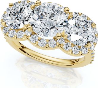 Pompeii3 Certified 3 3/4Ct Three Stone Diamond Engagement Ring 14k Gold Lab Grown