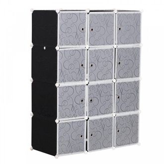 HOMCOM DIY Portable Wardrobe Closet - 111L X 47W X 145Hcm-Black/White - Home Living | TJ Hughes Black