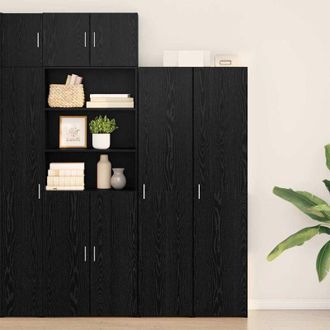 vidaXL Highboard Black Oak 40x42.5x185 cm Engineered Wood Vidaxl