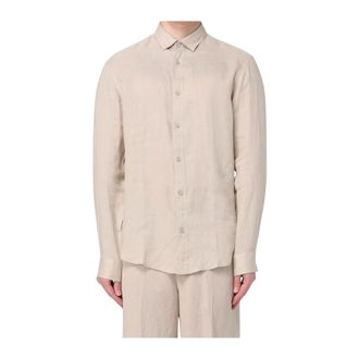 A|X Armani Exchange Casual Shirts, male, Beige, Size: 2XL Basic Linen Shirt