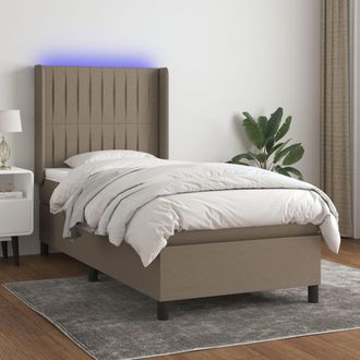vidaXL Vidaxl - Cama Box Spring Colch&oacute;n Y Luces Led Tela Gris Taupe 100x200 Cm