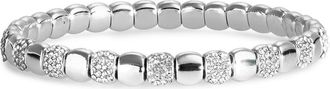 Nordstrom Rack Pav&eacute; Cubic Zirconia Beaded Stretch Bracelet in Clear- Silver at Nordstrom Rack