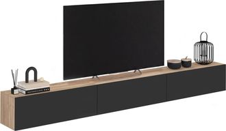 IDMarket 270 Cm Elio Mobile Tv A 3 Ante In Legno E Nero A Parete