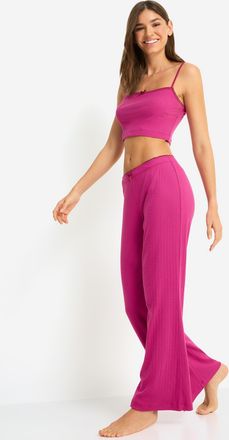 Lascana Pyjama LSCN BY LASCANA, Damen, Gr. 32/34, pink, Jersey, Obermaterial: 100% Baumwolle, gerade h&uuml;ftlang, ohne Ausschnitt, Homewear-Sets Pyjama, mit Kont