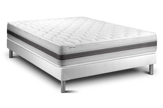 VITALIT Vitalit - Base Tapizada Blanco + Colch&oacute;n Con Muelles Y Viscoel&aacute;stica 160 X 200