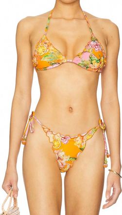 PQ Swim Embroidered Lettuce Bikini Bottoms In Clementine