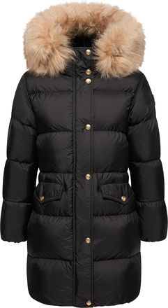 Moncler Moncler Aphroties Shearling Trimmed Hooded Long Down Parka, Women, Black, Size: 0